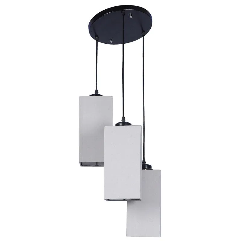 Warm Ivory Triple Metal Ceiling Lamp - Grey media 5