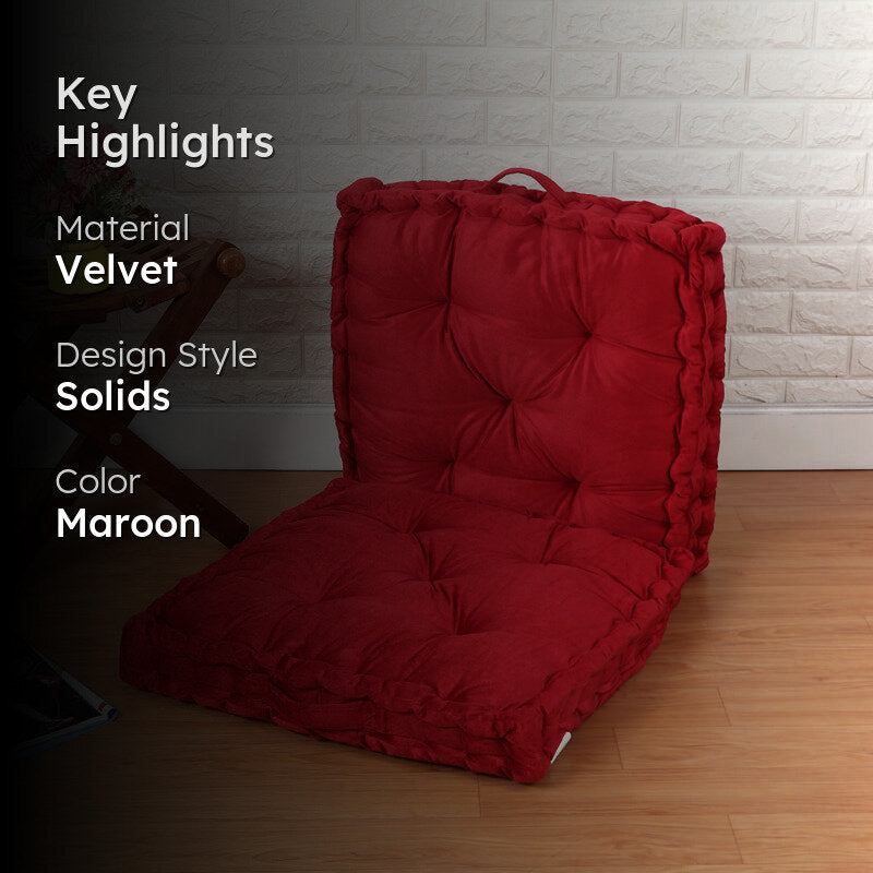 Thera Velvet Floor Cushion (Maroon) - Set Of Two media 2