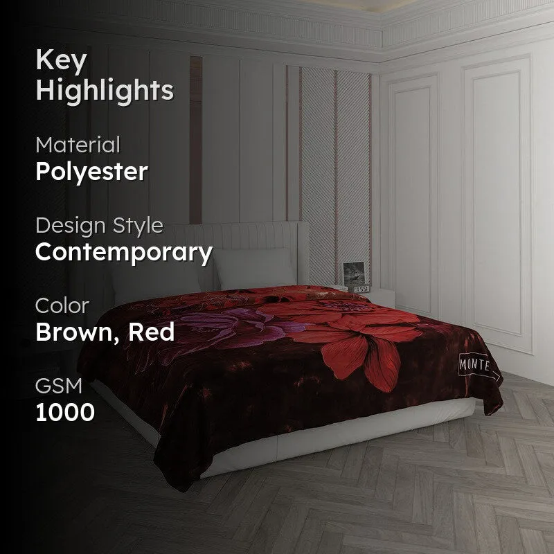 Monte Carlo Crimson Bloom Blanket (Brown,Red) - 1000 GSM media 2