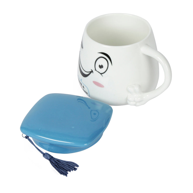 Graduation Cap Quirky Mug With Lid (400 mL) - Blue media 5