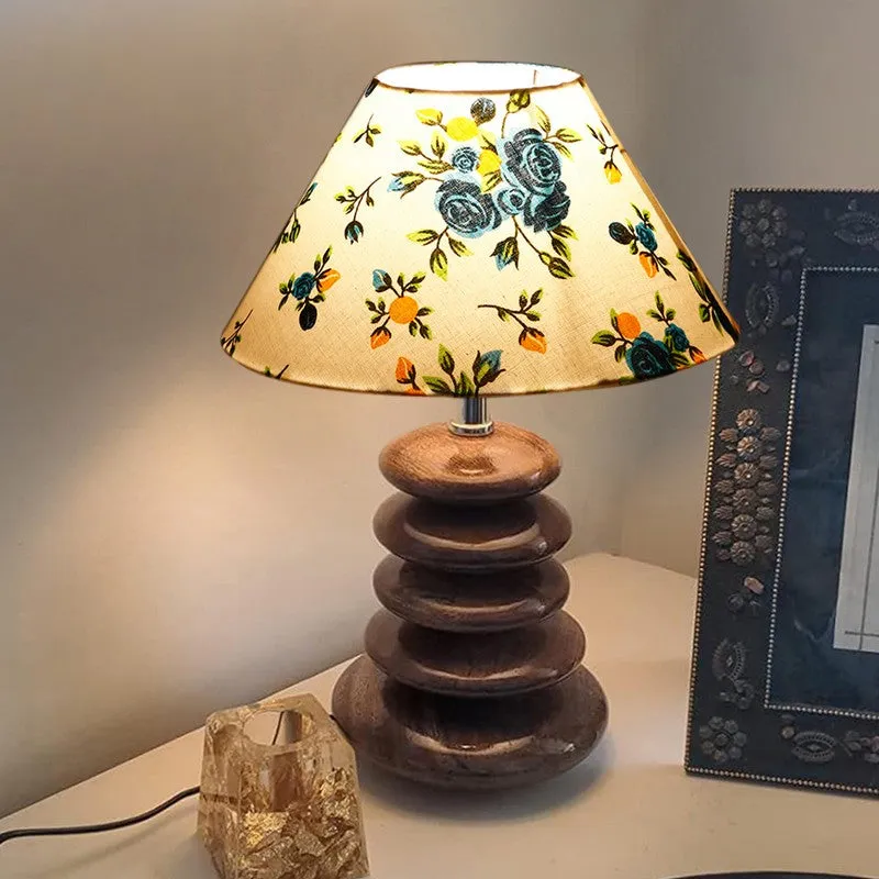 Luminox Jute Table Lamp With Wooden Base - Multicolor media 1