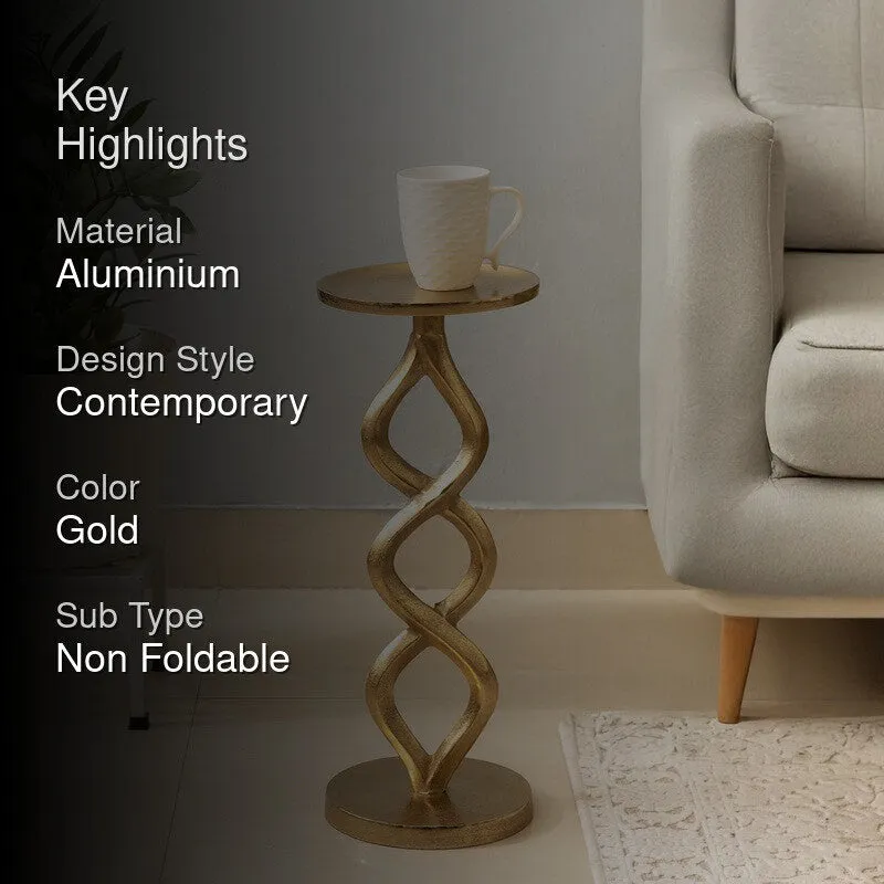 Twist Base Aluminum Side Table - Gold media 2