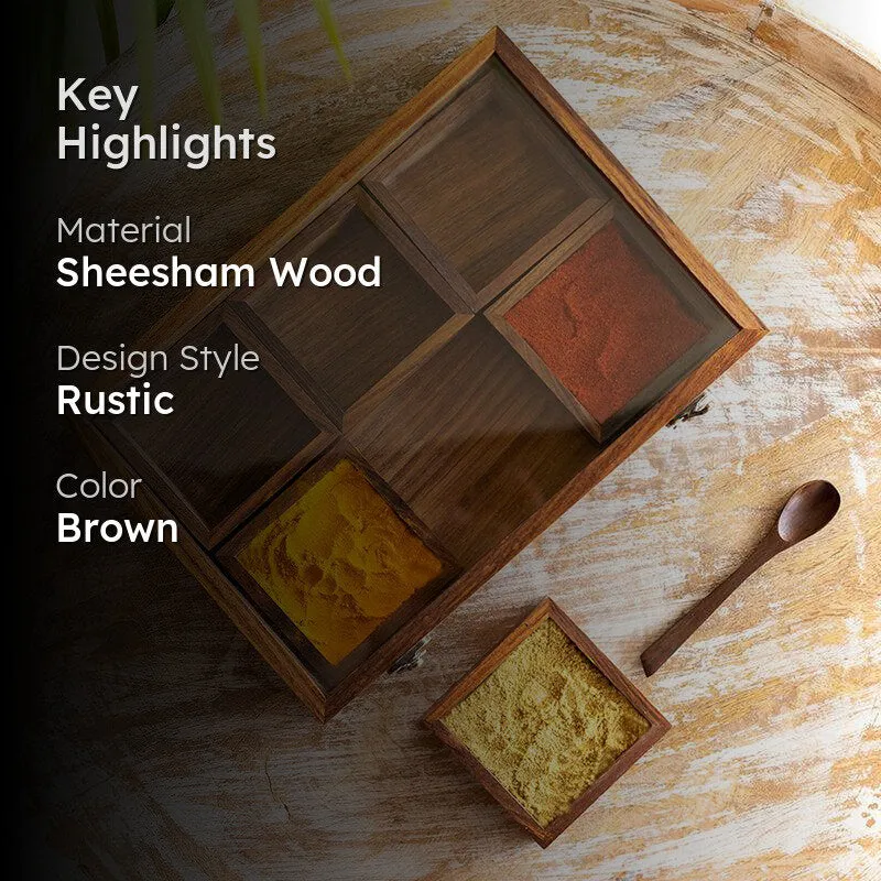 Phoron Food Safe Sheesham Wood Masala Box - 120 ML media 2