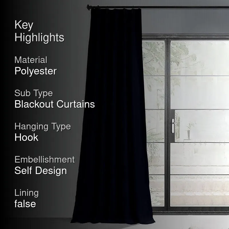 Noir Triple Pinch Pleat Blackout Curtain - Navy Blue media 2