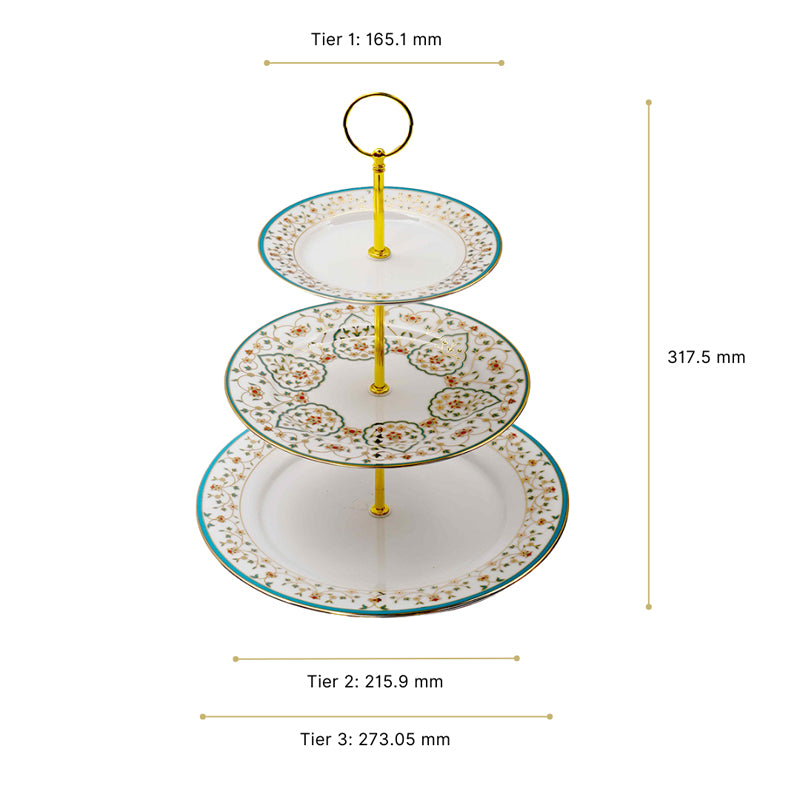 Gilded Mavi 3-Tiered Porcelain Dessert Stand image 6