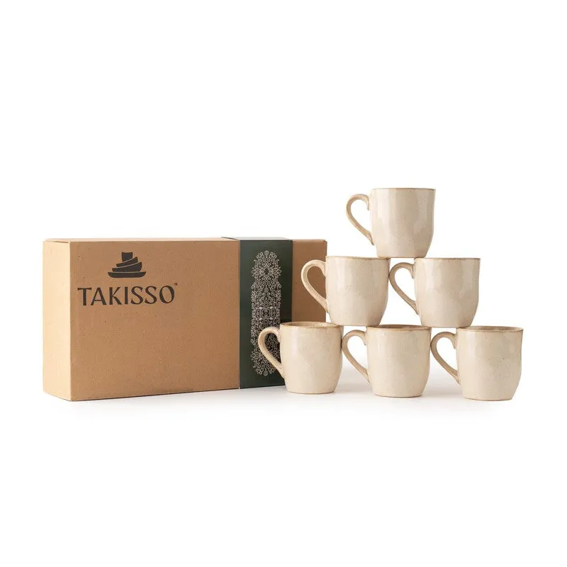 Elowen Porcelain Tea Cup (180 mL Each,Beige) - Set Of Six media 8