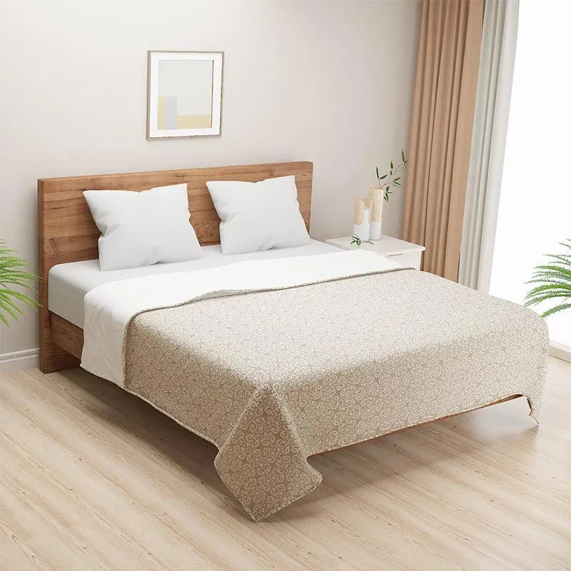 Swayam Sienna Floral Cotton Dohar (Beige) - 110 GSM media 1