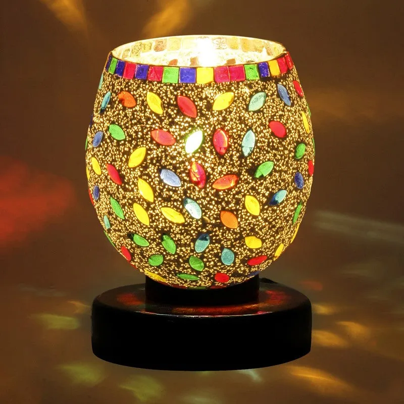 Skyrin Mosaic Glass Table Lamp With Wooden Base - Multicolor media 6