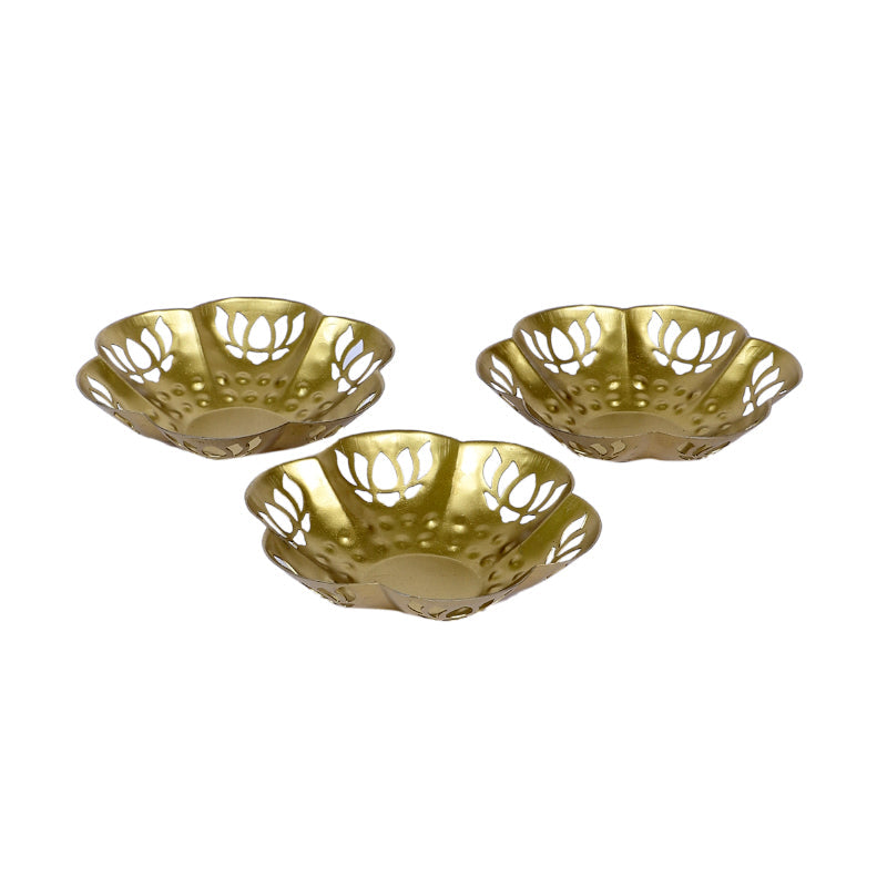 Gold Lotus Tealight Candle Holder - Set Of Three media 4