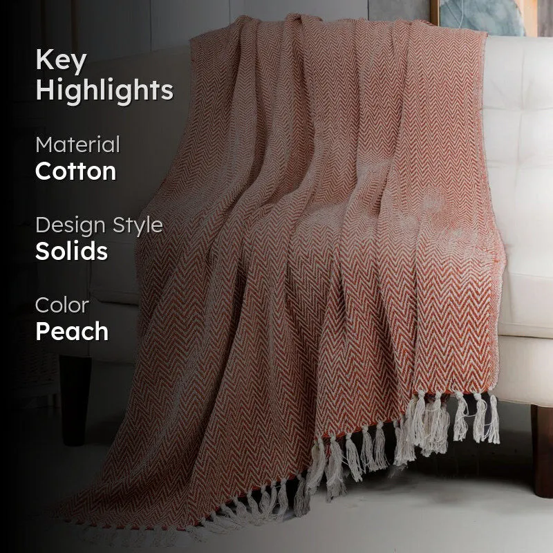 Snowfall Knit Throw - Peach media 2