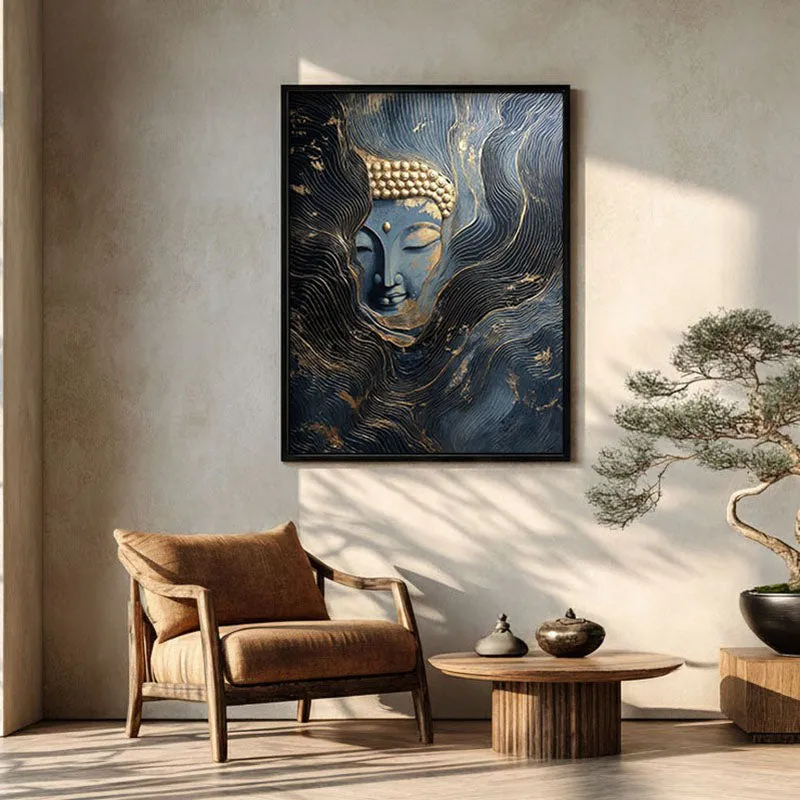 Nebula Buddha Archival Paper Wall Painting With Black Frame media 1