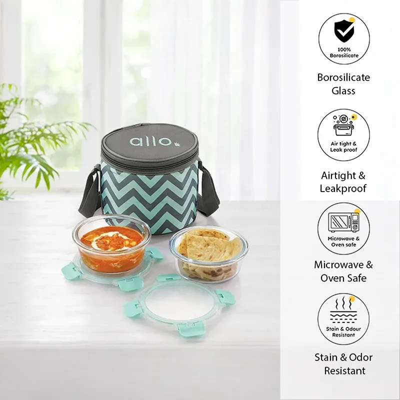 Jonas Lunchbox With Round Chevron Bag (390 ML) - Set Of Three media 1