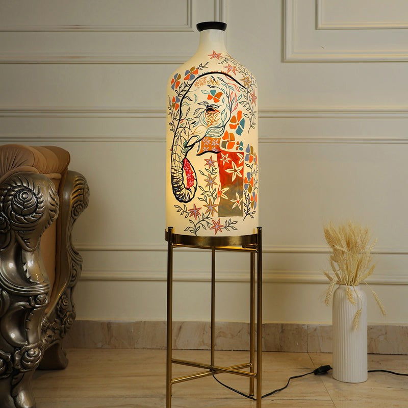 Pachyderm Luxe Hand Painted Glass Floor Lamp With Stand media 3