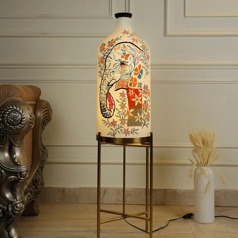 Pachyderm Luxe Hand Painted Glass Floor Lamp With Stand media 3