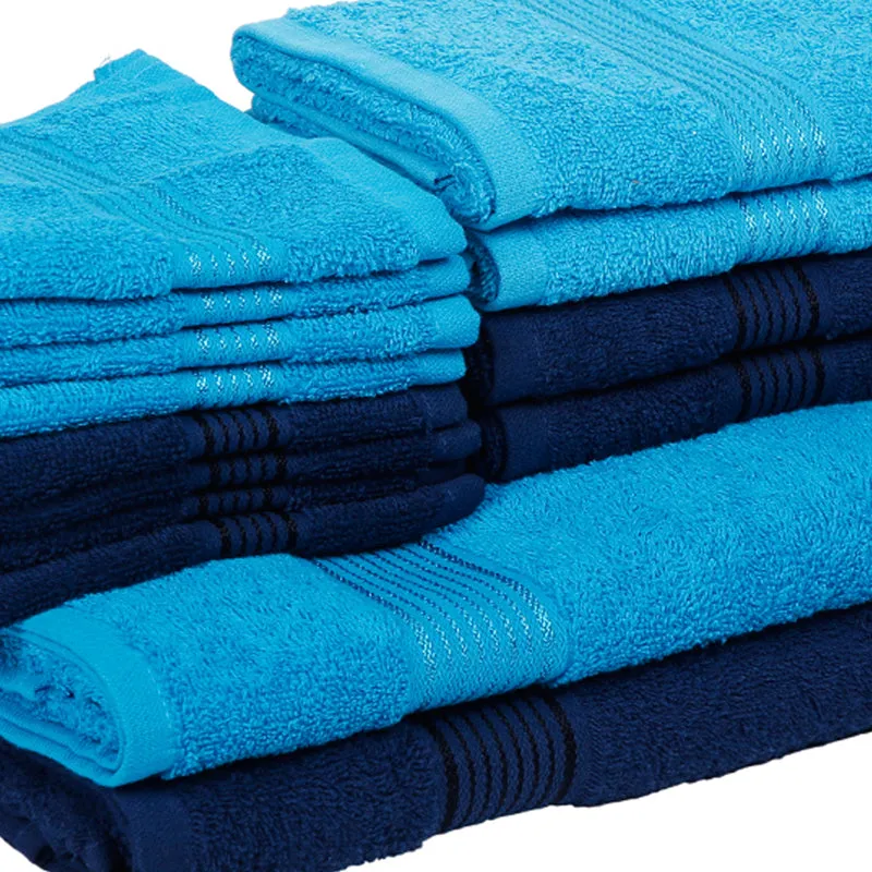Comfora Towel Set (Sky Blue,Blue) - Fourteen Piece Set media 5