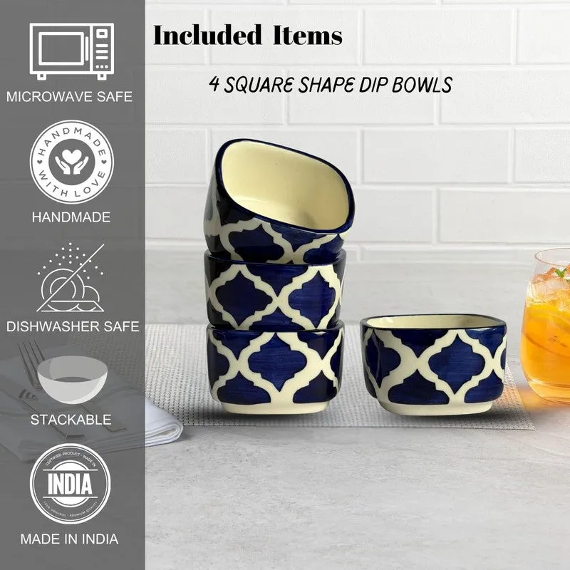 lanix Ceramic Dip Bowls (Blue,White ,50 mL Each) - Set Of Four media 6