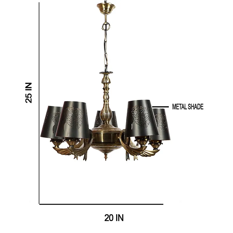 Candra Etched Vistara Golden Antique Ceiling Lamp media 5