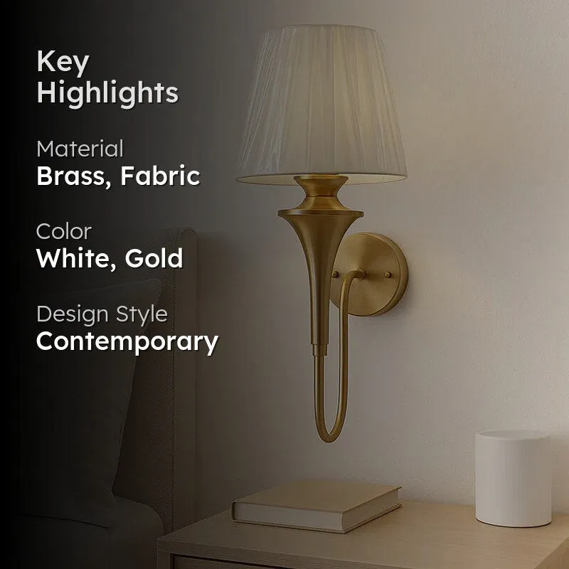 Luminthra Brass And Fabric Wall Lamp media 2