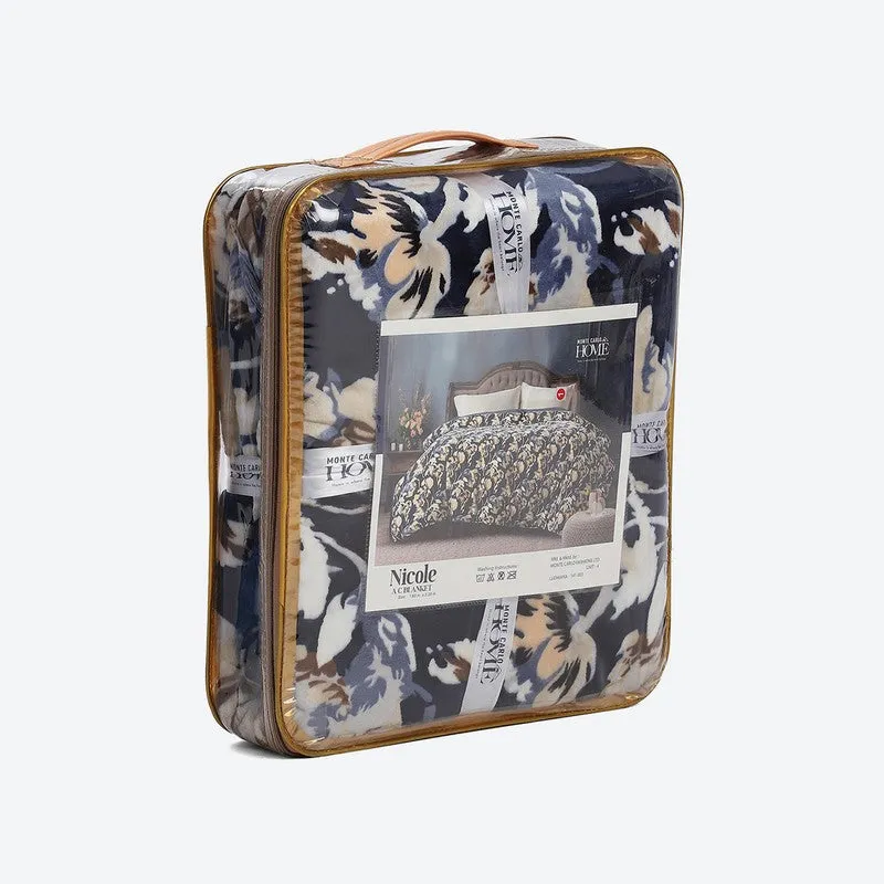 Monte Carlo Bluebloom Floral Print Polyester Blanket (Blue) - 350 GSM media 7