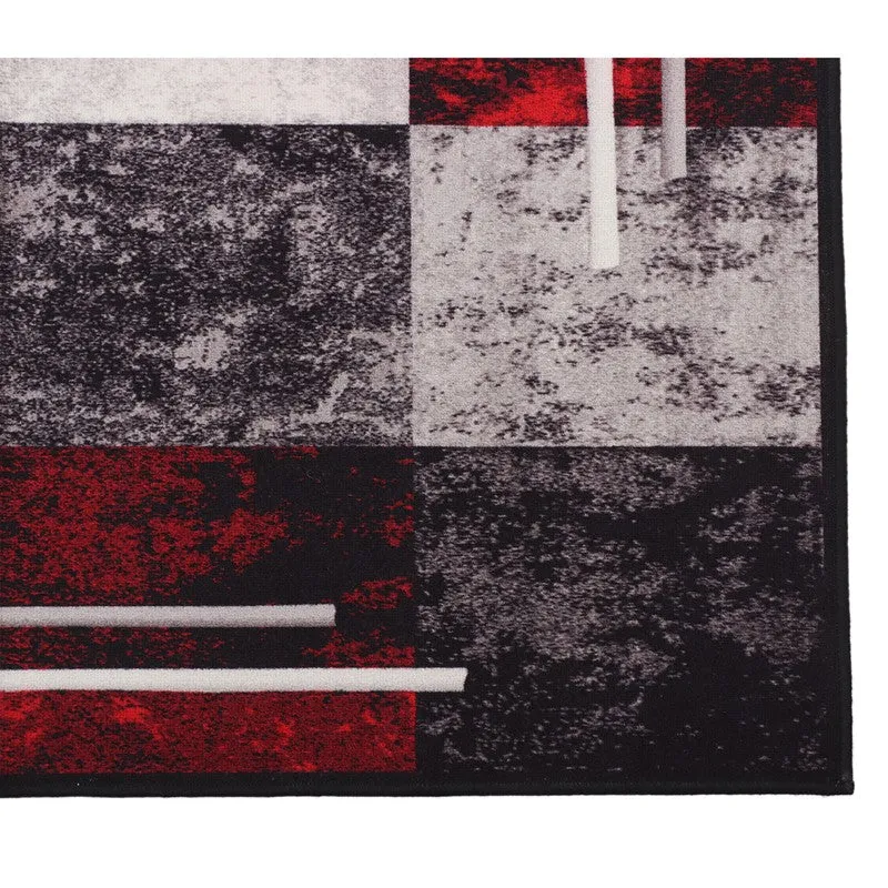 Symmetra Nylon Runner Rug - Black,Red media 4