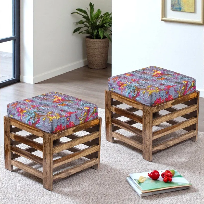 Texon Sheesham Wooden Bench with Cushions (Grey) - Four Piece Set media 1