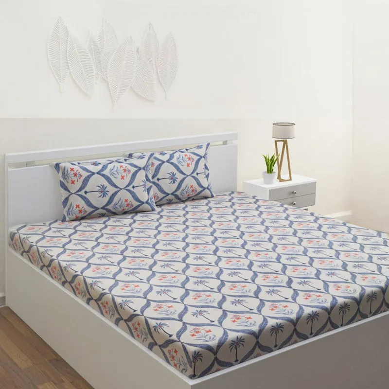 Suite Dreams Cotton Bedsheet (Blue) - 144 TC media 1