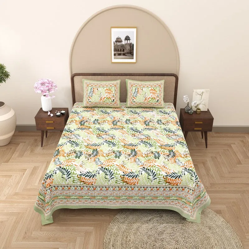 Loomio Cotton Bedsheet (Green,Blue) - 240 TC media 3
