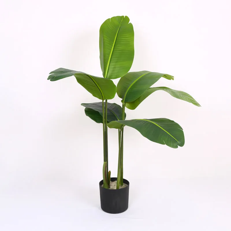 Verdiq Artificial Banana With Black Plastic Pot - 4 Feet media 4