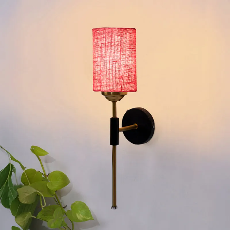 Beryll Cylindrical Jute Wall Lamp - Pink media 1