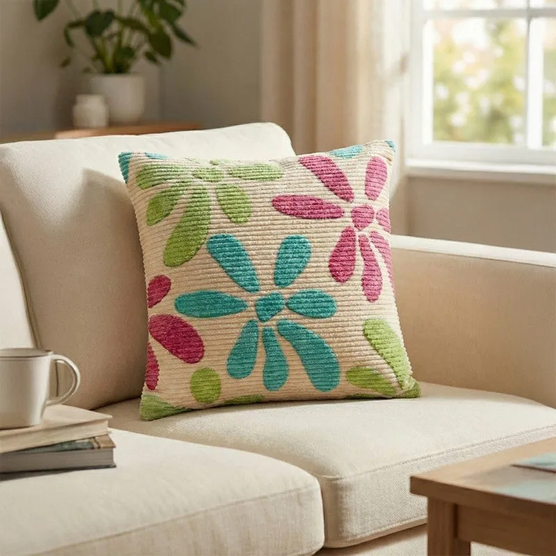FloralGrace Cushion Cover - Teal, Maroon media 1