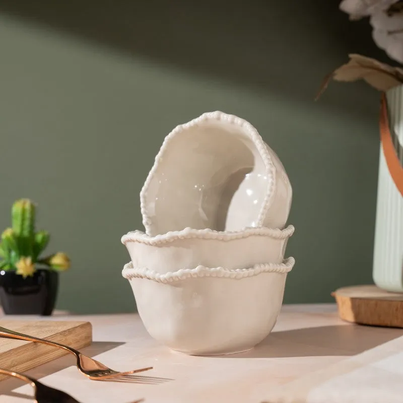 MingleBite Porcelain Snack Bowl (Ivory/300 mL Each) - Set of Six - 4