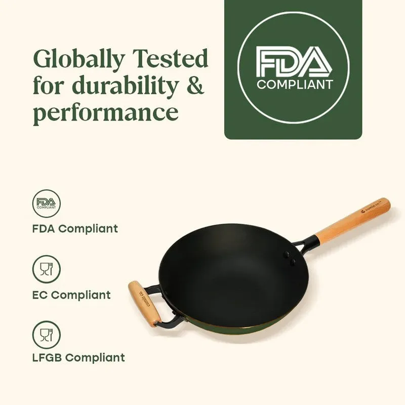 Cumin Co Enamel Cast Iron Wok (1500 mL) - Green media 9