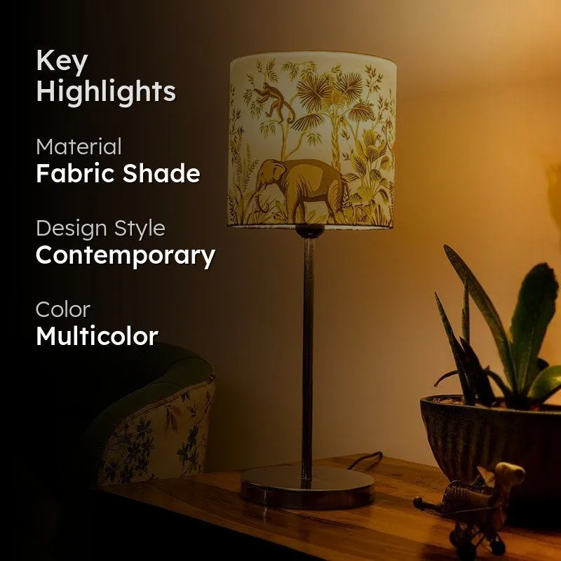 Sundarban Metal Chrome Fabric Table Lamp - Multicolor media 2