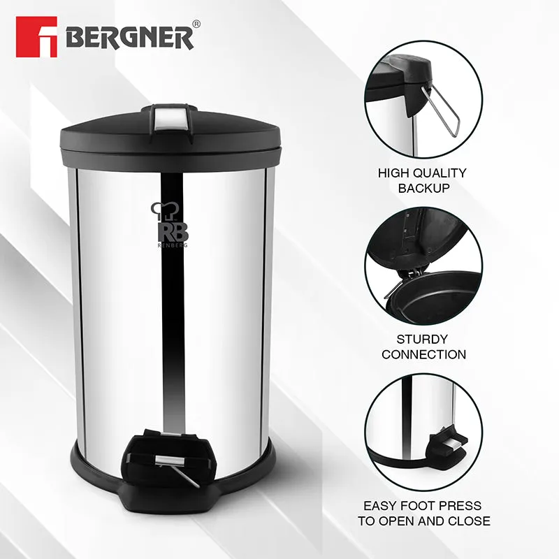 Bergner Silver Step Stainless Steel Pedal Dust Bin - 12,000 mL media 5