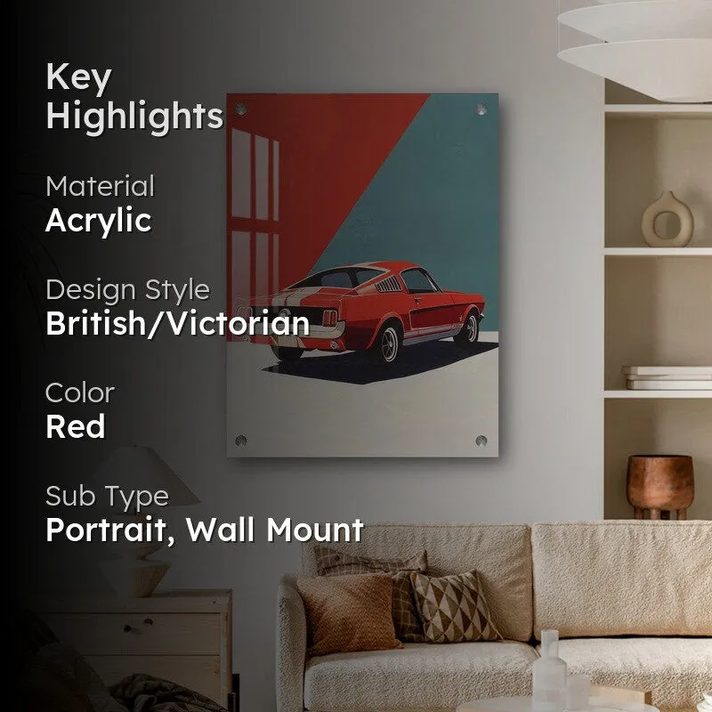 Funky Mustang Retro Car Acrylic Wall Art media 2