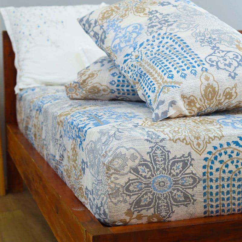 Duna Boheme Floral Cotton Bedsheet (Pastel Blue) - 254 TC media 7