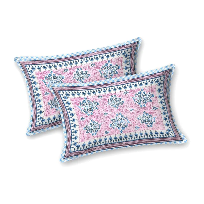 Royalon Cotton Bedsheet (Blue,Pink) - 240 TC media 4