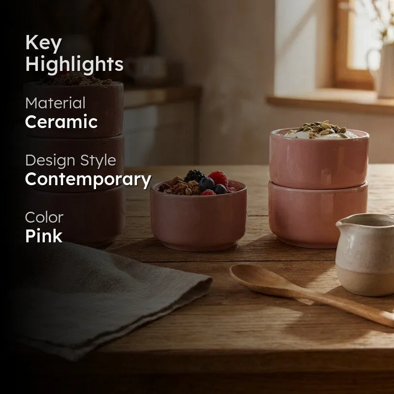 Ceramic Dip Bowls (Pink,50 mL Each) - Set Of Six media 2