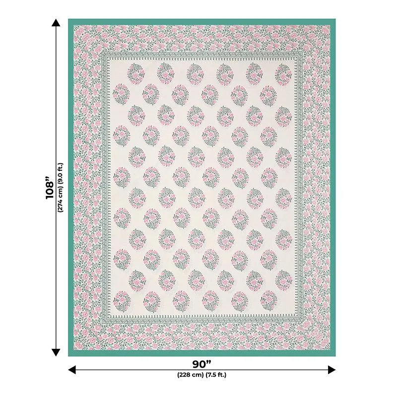 Lavo Floral Cotton Bedsheet (White,Green) - 180 TC media 5