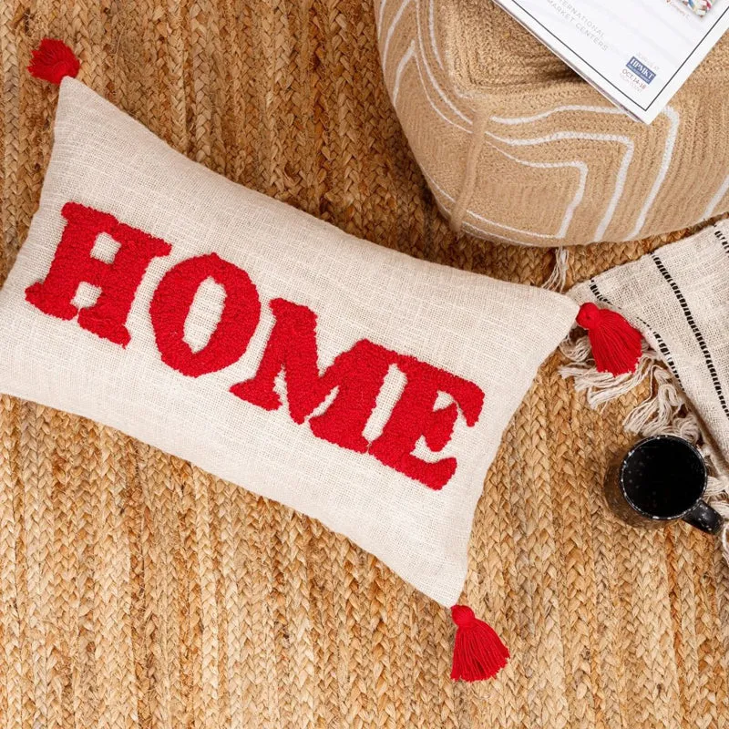Home Tassle Tufted Cushion Cover Set (Red) - Set Of Two media 5