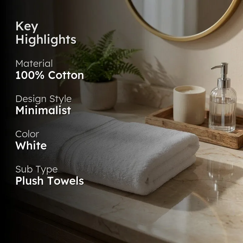 PlushAura Cotton Bath Towel (White) media 2