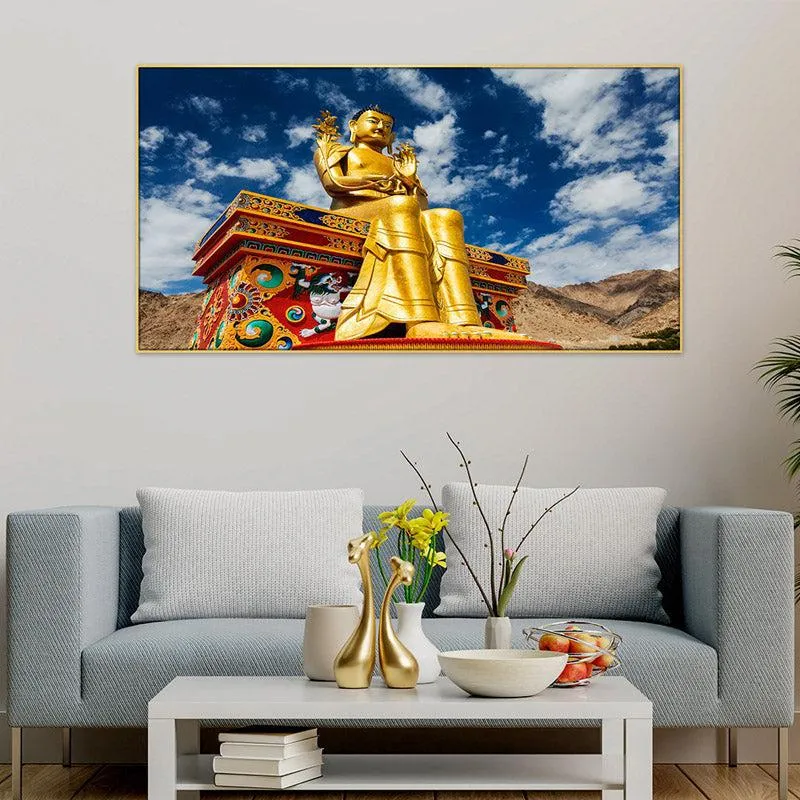 Divine Grace Buddha Canvas Wall Painting With Frame media 3