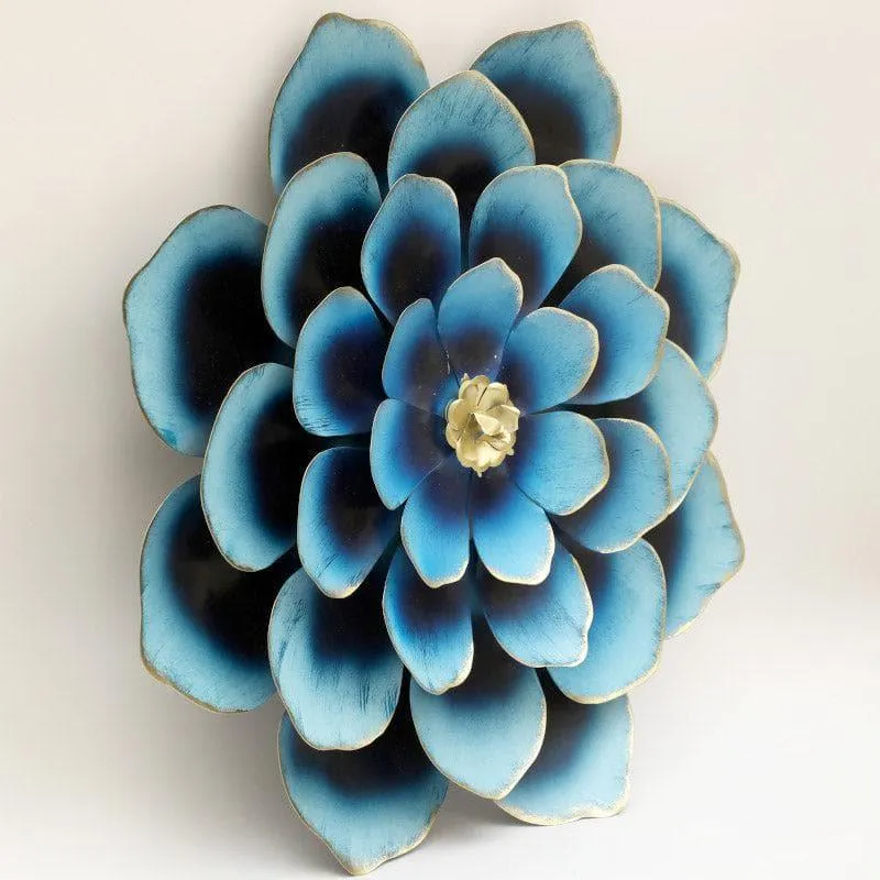 Daisy Bloom Metal Wall Accent- Blue & Gold media 3