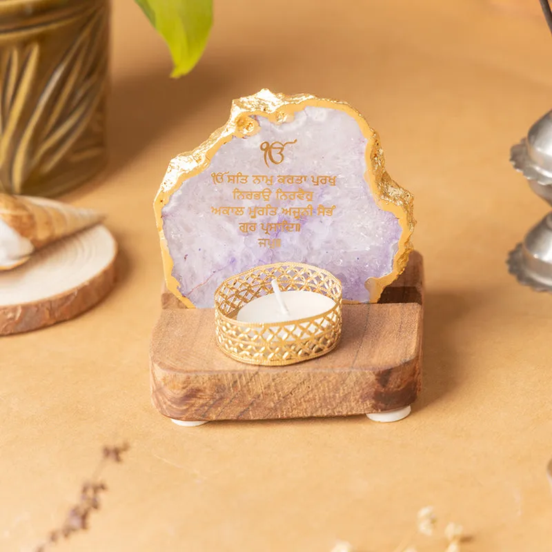 Agate Onkar Mantra Tea Light Holder - Lavender media 5
