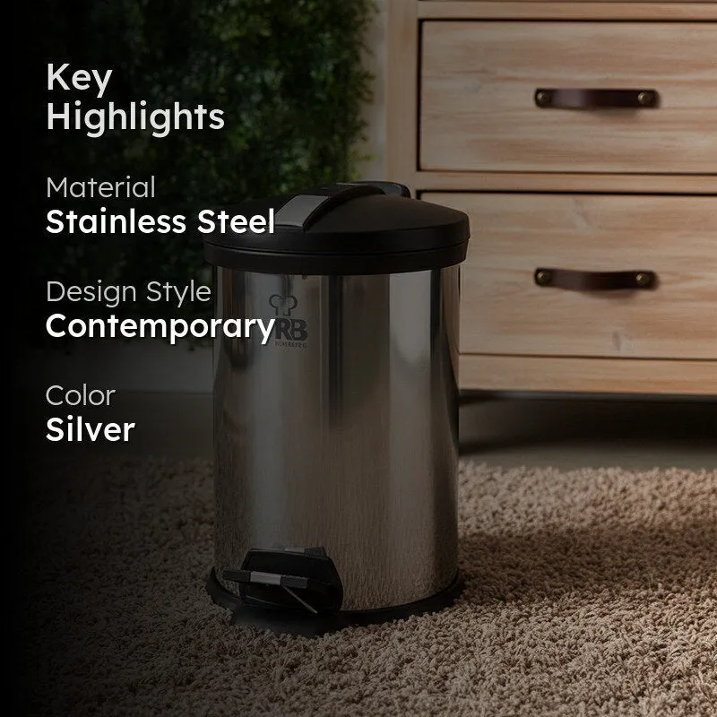Bergner Silver Step Stainless Steel Pedal Dust Bin - 7000 mL media 2