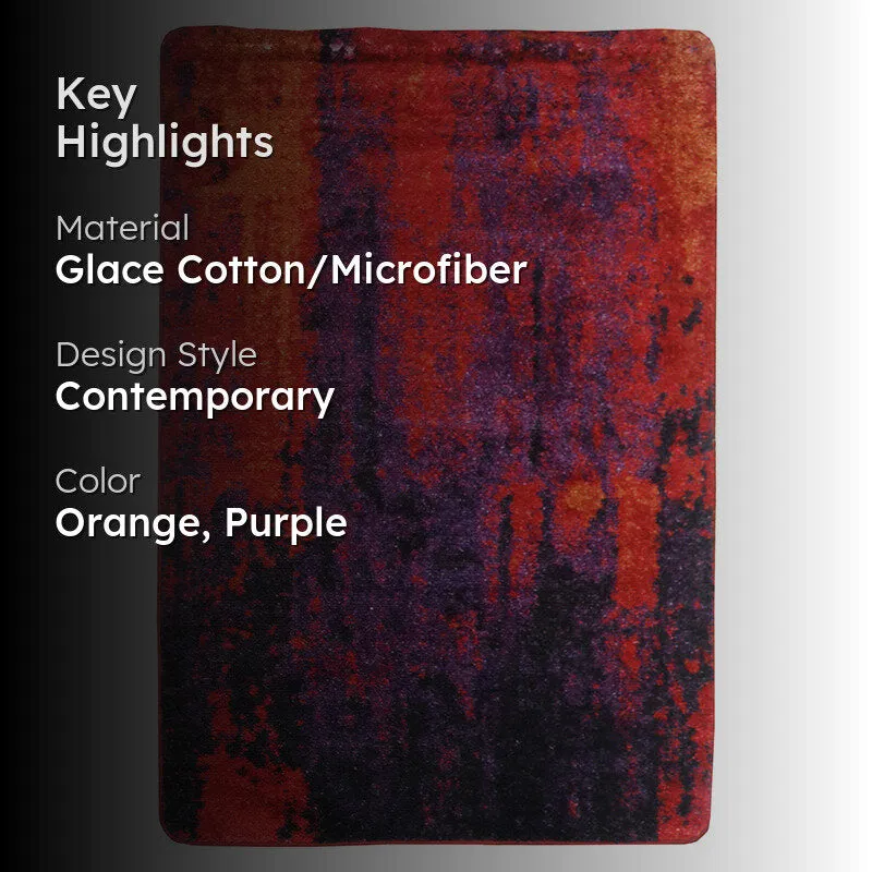 Baird Abstract Micro Fiber Area Rug - Purple & Orange media 2