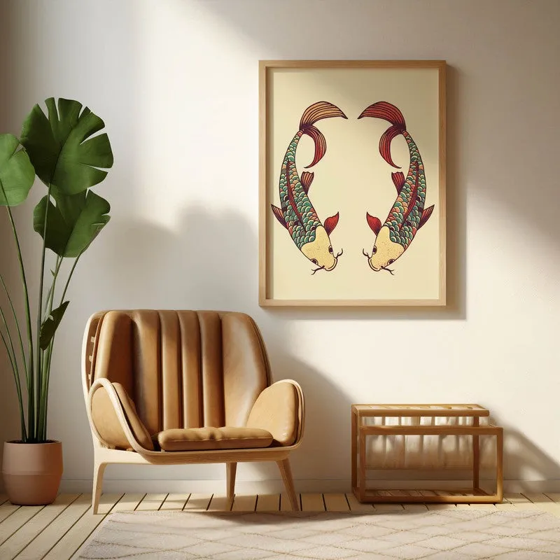Decorative Bird Illustration Canvas Wall Painting With Brown Frame media 7