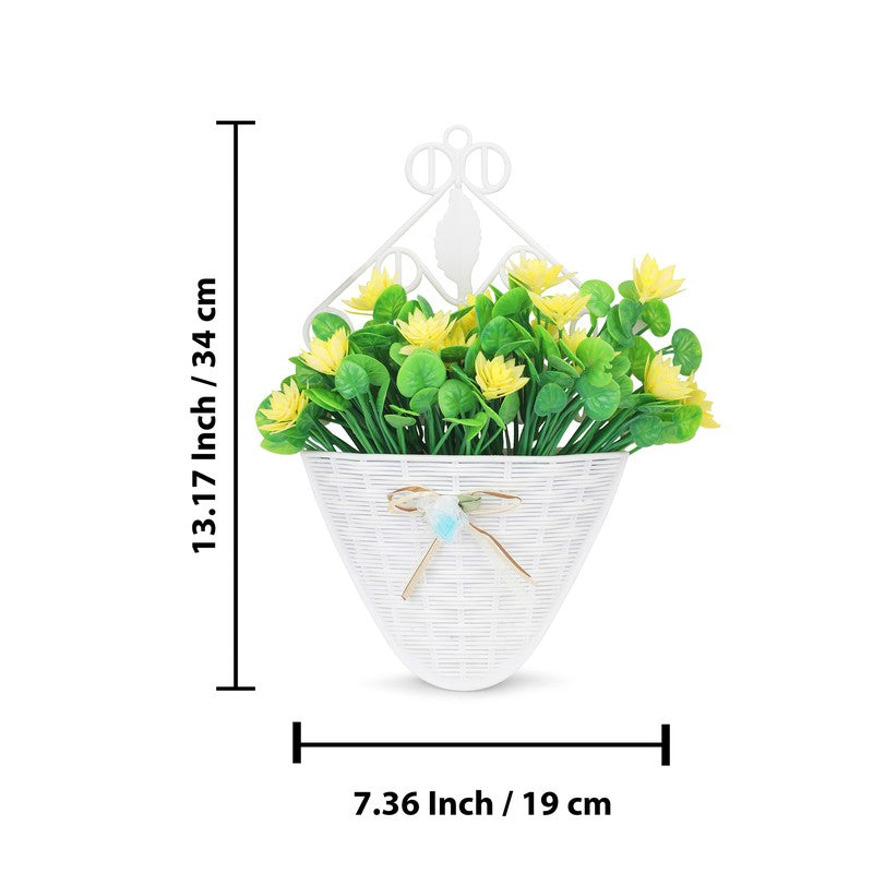 Chromixa Artificial Flower With Wall Pot(Yellow) - Set Of Two media 7
