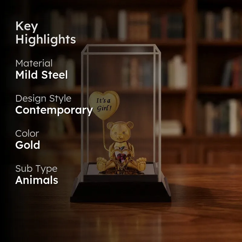 Baby Girl Bear 24K Gold Plated Mild Steel Showpiece media 2