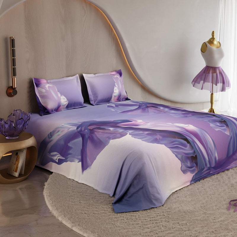 Lilac Twirl Pure Cotton Bedsheets - 150 TC